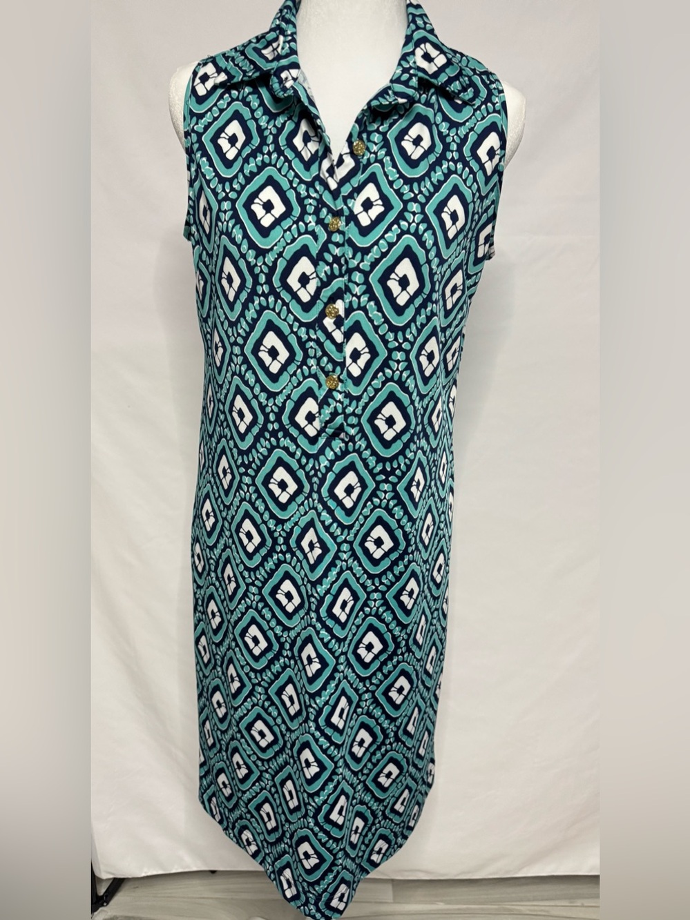 Escapada Living Geometric Print Sleeveless Shirt Dress Size S